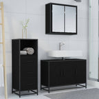 Badezimmermöbel-Set 3 pcs Schwarz Eichen-Optik Holzwerkstoff