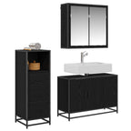 Badezimmermöbel-Set 3 pcs Schwarz Eichen-Optik Holzwerkstoff