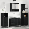 Badezimmermöbel-Set 4 pcs Schwarz Eichen-Optik Holzwerkstoff