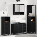 Badezimmermöbel-Set 4 pcs Schwarz Eichen-Optik Holzwerkstoff
