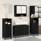Badezimmermöbel-Set 4 pcs Schwarz Eichen-Optik Holzwerkstoff