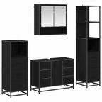 Badezimmermöbel-Set 4 pcs Schwarz Eichen-Optik Holzwerkstoff