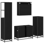 Badezimmermöbel-Set 4 pcs Schwarz Eichen-Optik Holzwerkstoff