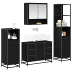 Badezimmermöbel-Set 4 pcs Schwarz Eichen-Optik Holzwerkstoff