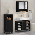 Badezimmermöbel-Set 3 pcs Schwarz Eichen-Optik Holzwerkstoff