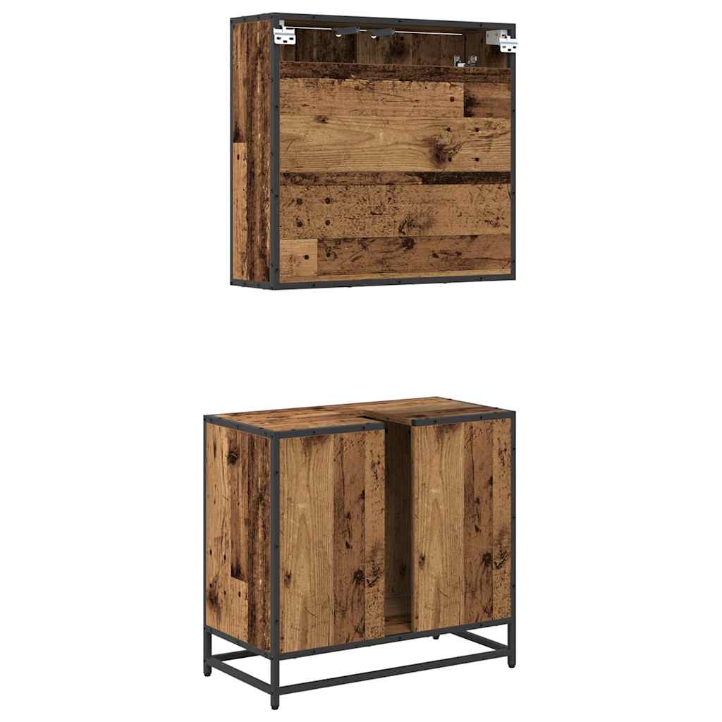 Badezimmermöbel-Set mit Regal 2 pcs Altholz Holzwerkstoff