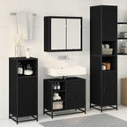 Badezimmermöbel-Set 4 pcs Schwarz Eichen-Optik Holzwerkstoff