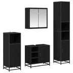 Badezimmermöbel-Set 4 pcs Schwarz Eichen-Optik Holzwerkstoff