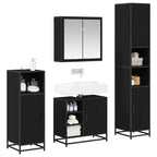 Badezimmermöbel-Set 4 pcs Schwarz Eichen-Optik Holzwerkstoff