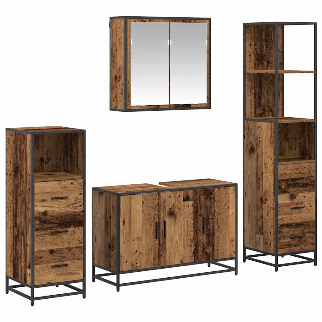 Badezimmermöbel-Set mit Schubladen 4 pcs Altholz Holzwerkstoff