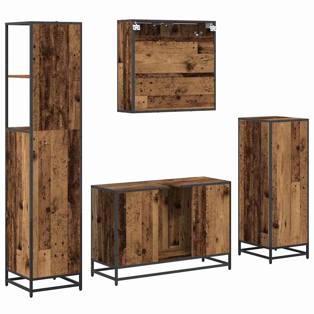 Badezimmermöbel-Set mit Schubladen 4 pcs Altholz Holzwerkstoff