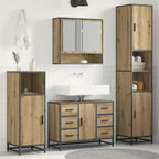 Badezimmermöbel-Set mit Regal 3 pcs Artisan-Eiche Holzwerkstoff