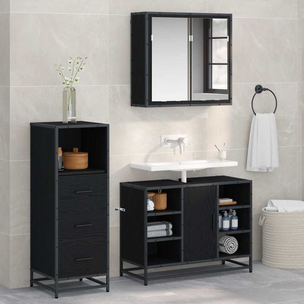 Badezimmermöbel-Set mit Schubladen 3 pcs Altholz Holzwerkstoff