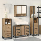 Badezimmermöbel-Set mit Regal 3 pcs Artisan-Eiche Holzwerkstoff