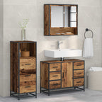 Badezimmermöbel-Set mit Schubladen 3 pcs Altholz Holzwerkstoff