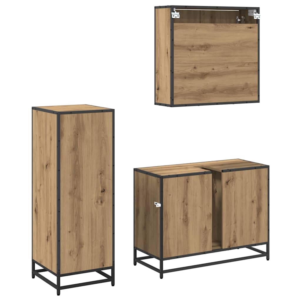 Badezimmermöbel-Set mit Regal 3 pcs Artisan-Eiche Holzwerkstoff