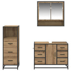 Badezimmermöbel-Set mit Regal 3 pcs Artisan-Eiche Holzwerkstoff