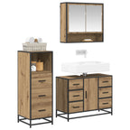 Badezimmermöbel-Set mit Regal 3 pcs Artisan-Eiche Holzwerkstoff