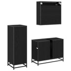 Badezimmermöbel-Set 3 pcs Schwarz Eichen-Optik Holzwerkstoff