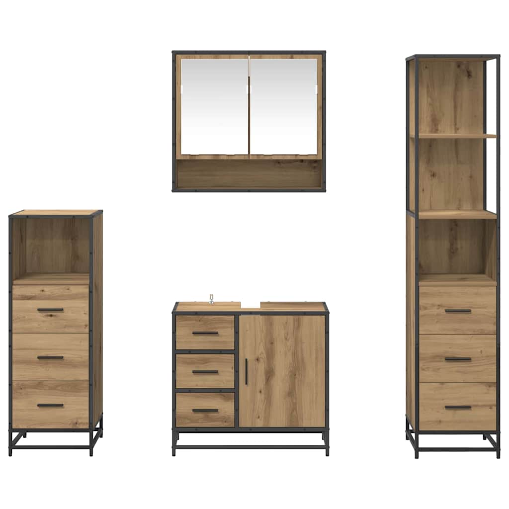 Badezimmermöbel-Set mit Regal 4 pcs Artisan-Eiche Holzwerkstoff