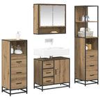 Badezimmermöbel-Set mit Regal 4 pcs Artisan-Eiche Holzwerkstoff