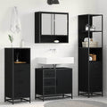 Badezimmermöbel-Set 4 pcs Schwarz Eichen-Optik Holzwerkstoff
