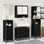 Badezimmermöbel-Set 4 pcs Schwarz Eichen-Optik Holzwerkstoff