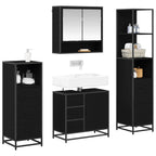 Badezimmermöbel-Set 4 pcs Schwarz Eichen-Optik Holzwerkstoff