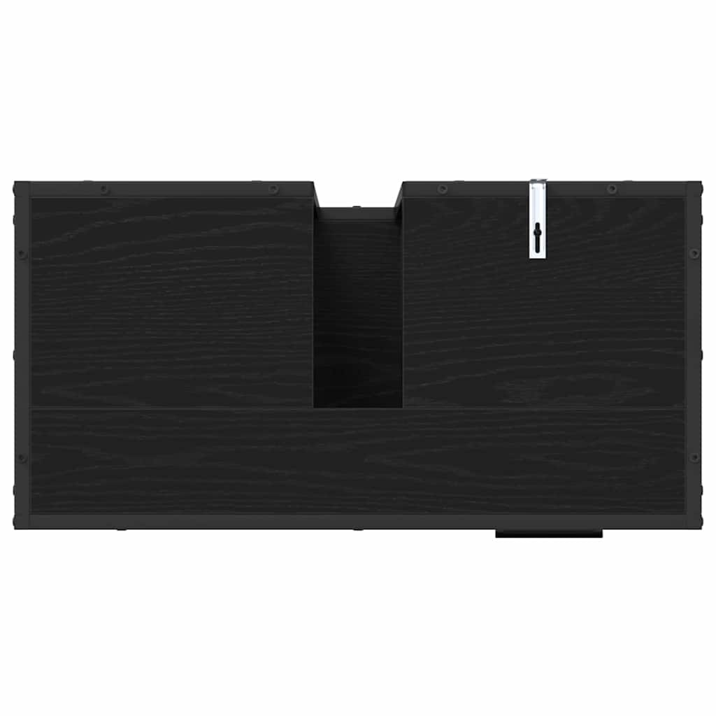 Badezimmermöbel-Set 4 pcs Schwarz Eichen-Optik Holzwerkstoff