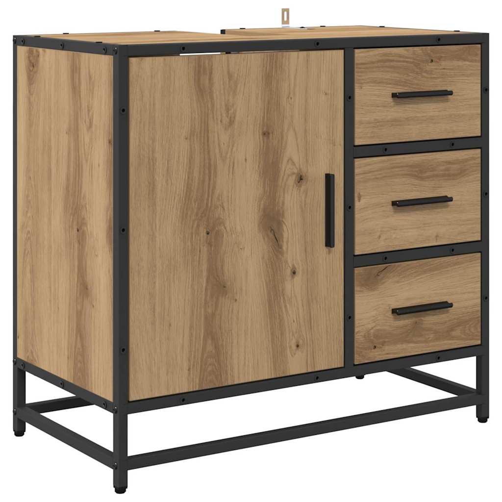 Badezimmermöbel-Set mit Regal 2 pcs Artisan-Eiche Holzwerkstoff