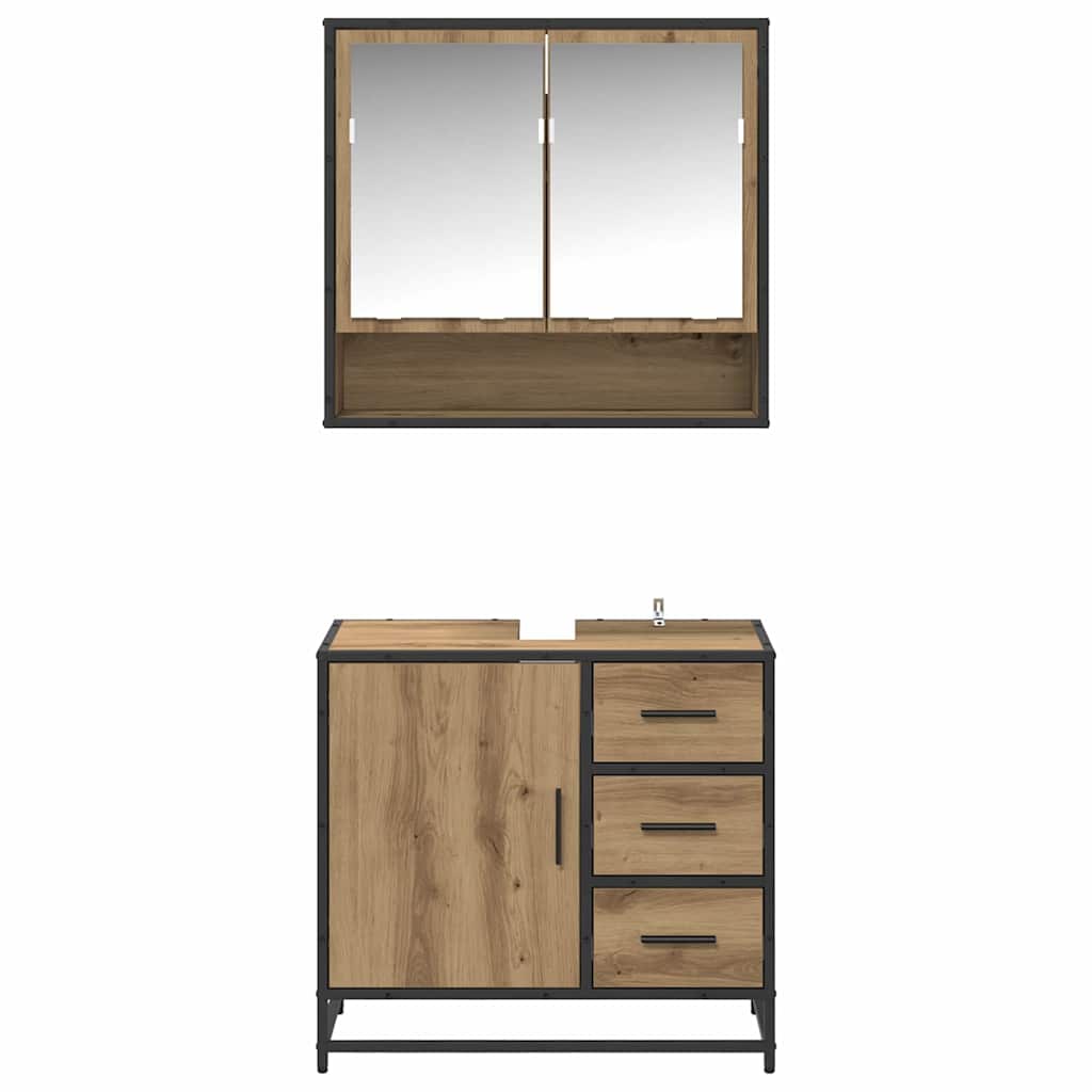 Badezimmermöbel-Set mit Regal 2 pcs Artisan-Eiche Holzwerkstoff