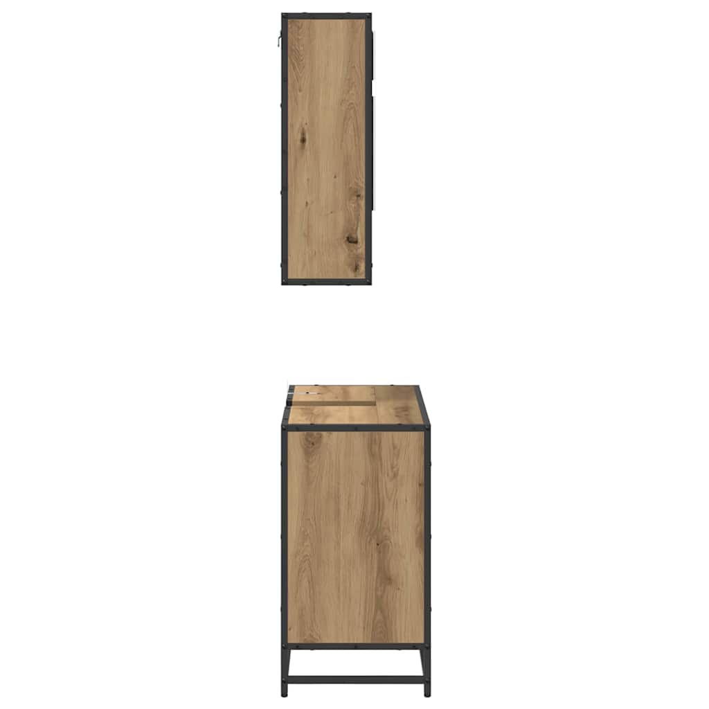 Badezimmermöbel-Set mit Regal 2 pcs Artisan-Eiche Holzwerkstoff