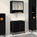 Badezimmermöbel-Set 2 pcs Schwarz Eichen-Optik Holzwerkstoff