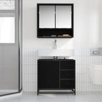 Badezimmermöbel-Set 2 pcs Schwarz Eichen-Optik Holzwerkstoff