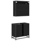Badezimmermöbel-Set 2 pcs Schwarz Eichen-Optik Holzwerkstoff