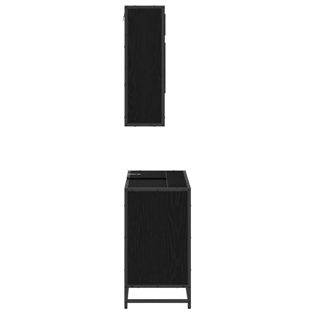 Badezimmermöbel-Set 2 pcs Schwarz Eichen-Optik Holzwerkstoff