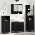 Badezimmermöbel-Set 4 pcs Schwarz Eichen-Optik Holzwerkstoff