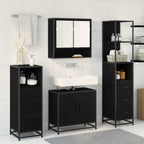 Badezimmermöbel-Set 4 pcs Schwarz Eichen-Optik Holzwerkstoff