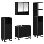 Badezimmermöbel-Set 4 pcs Schwarz Eichen-Optik Holzwerkstoff