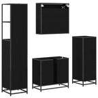 Badezimmermöbel-Set 4 pcs Schwarz Eichen-Optik Holzwerkstoff