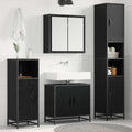 Badezimmermöbel-Set 4 pcs Schwarz Eichen-Optik Holzwerkstoff