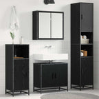 Badezimmermöbel-Set 4 pcs Schwarz Eichen-Optik Holzwerkstoff