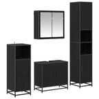 Badezimmermöbel-Set 4 pcs Schwarz Eichen-Optik Holzwerkstoff
