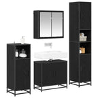 Badezimmermöbel-Set 4 pcs Schwarz Eichen-Optik Holzwerkstoff