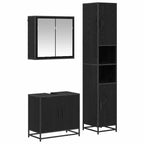 Badezimmermöbel-Set 3 pcs Schwarz Eichen-Optik Holzwerkstoff