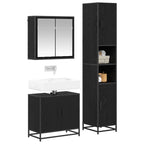Badezimmermöbel-Set 3 pcs Schwarz Eichen-Optik Holzwerkstoff