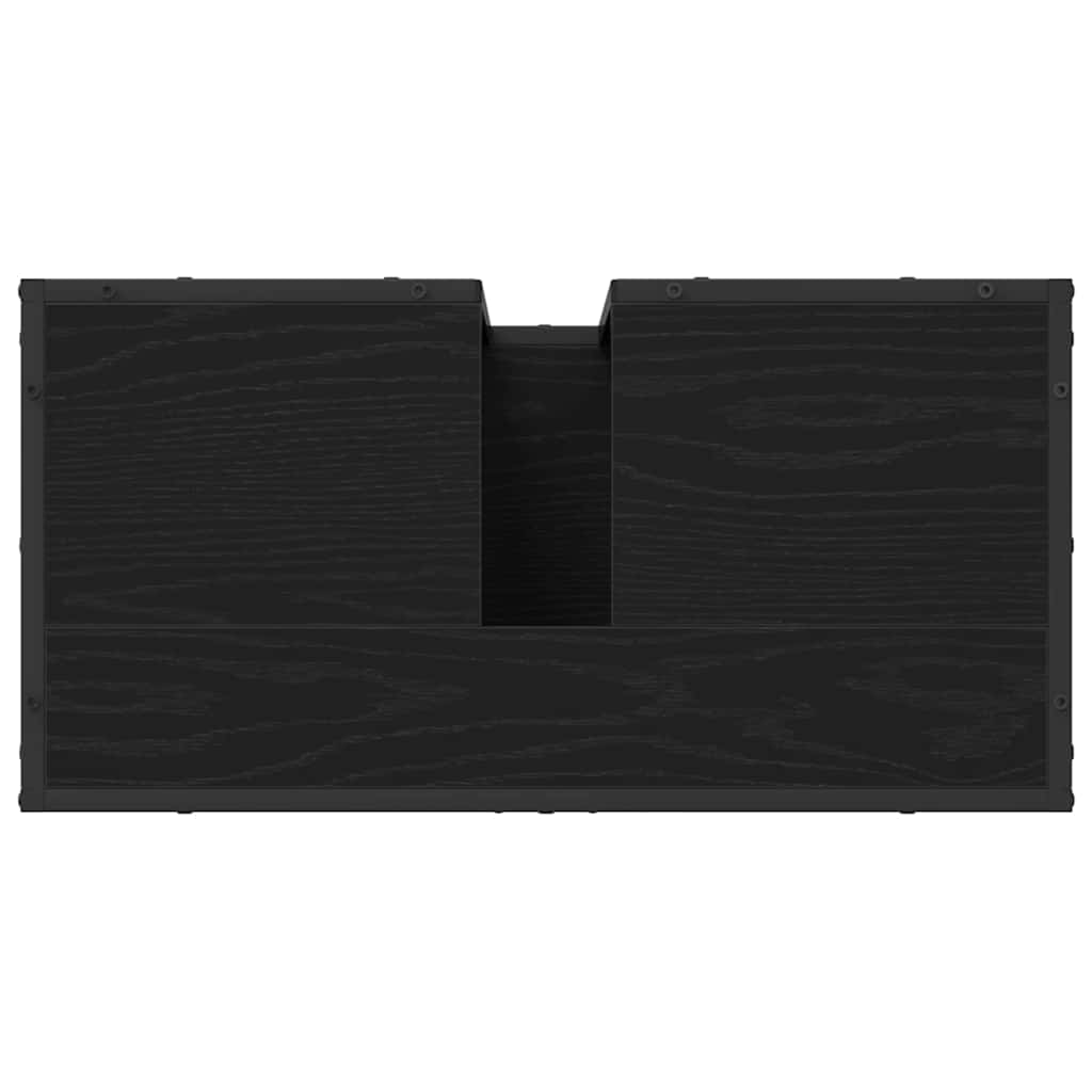 Badezimmermöbel-Set 3 pcs Schwarz Eichen-Optik Holzwerkstoff