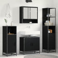 Badezimmermöbel-Set 3 pcs Schwarz Eichen-Optik Holzwerkstoff