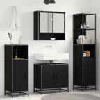 Badezimmermöbel-Set 3 pcs Schwarz Eichen-Optik Holzwerkstoff