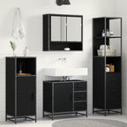 Badezimmermöbel-Set 3 pcs Schwarz Eichen-Optik Holzwerkstoff